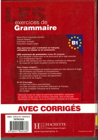 Hachette 500 exercices de grammaire b1