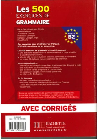 Hachette 500 exercices de grammaire b2