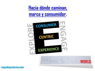 Hacia dónde caminan,
marca y consumidor.

raquelayestaran.com

 