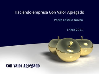 Haciendo empresa Con Valor Agregado
                   Pedro Castillo Novoa

                            Enero 2011
 