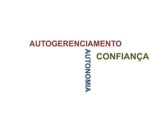 AUTOGERENCIAMENTO 
AUTONOMIA 
CONFIANÇA 
 