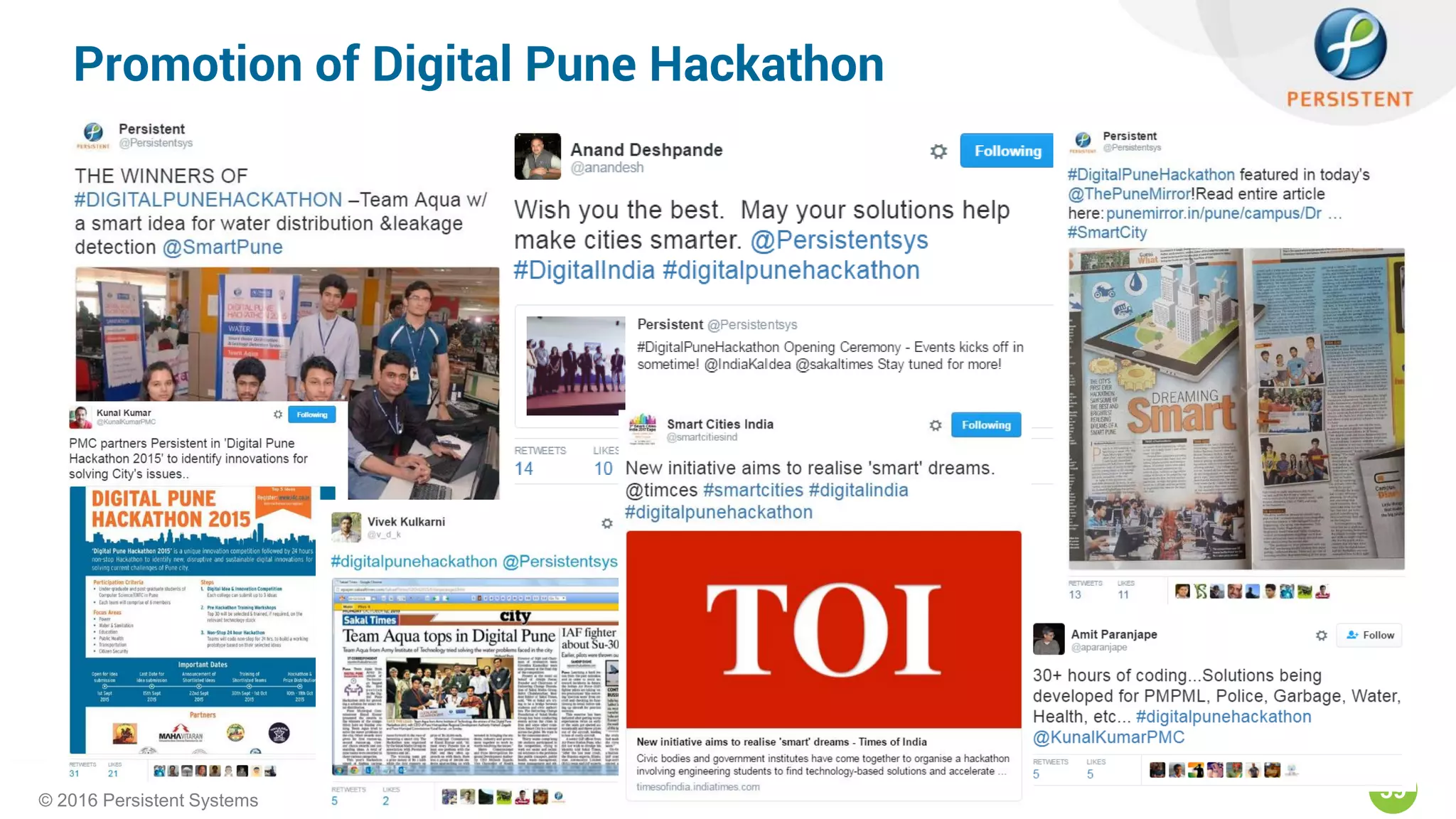 39© 2016 Persistent Systems
Promotion of Digital Pune Hackathon
 