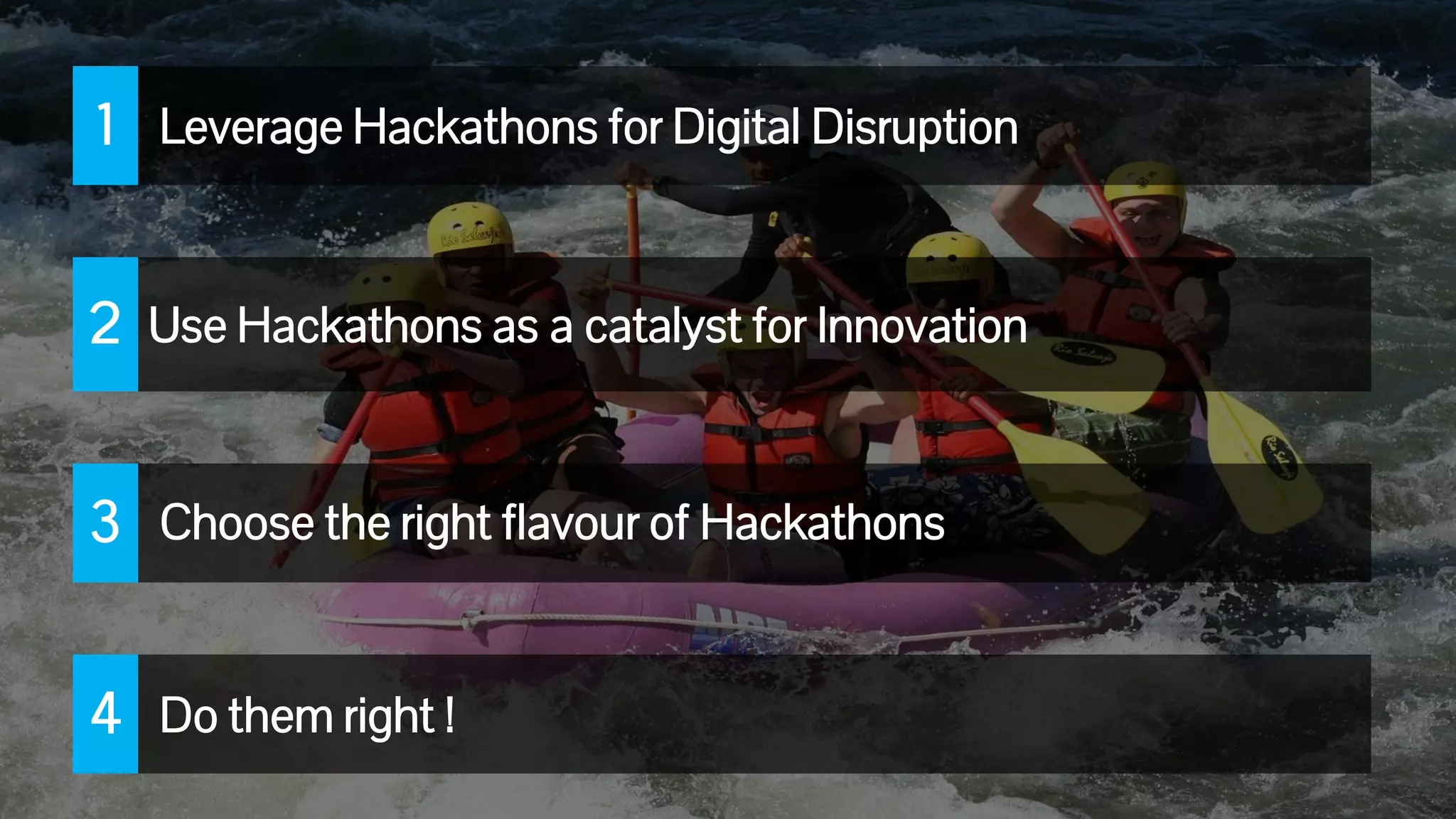 42© 2016 Persistent Systems
Do them right !4
Leverage Hackathons for Digital Disruption1
Use Hackathons as a catalyst for Innovation2
Choose the right flavour of Hackathons3
 
