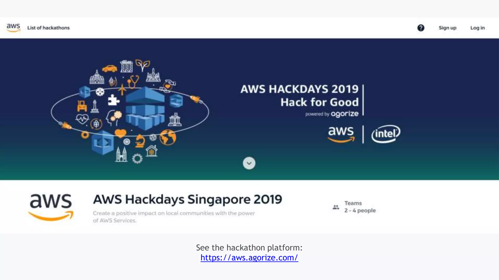 See the hackathon platform:
https://aws.agorize.com/
 