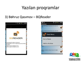 Yazılan proqramlar
3) Bəhruz Qasımov – BQReader
 