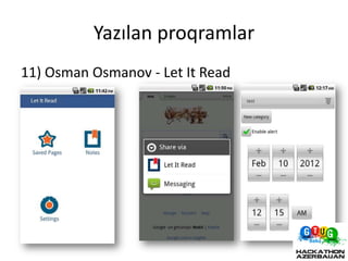 Yazılan proqramlar
11) Osman Osmanov - Let It Read
 