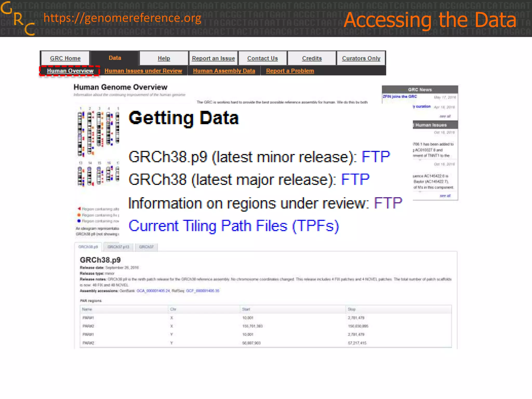 Accessing the Datahttps://genomereference.org
 