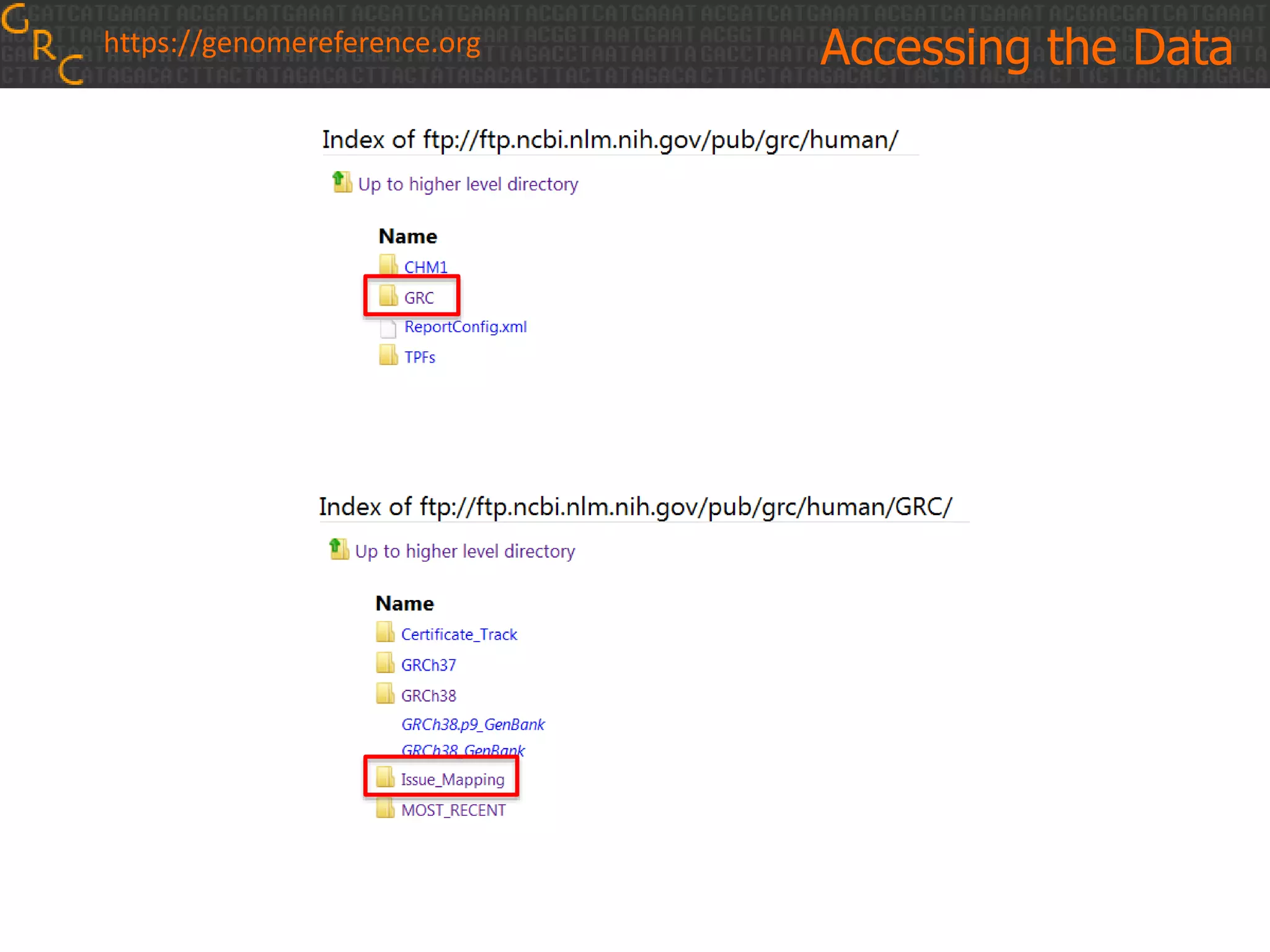 Accessing the Datahttps://genomereference.org
 