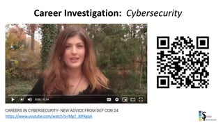 Career Investigation: Cybersecurity
https://www.youtube.com/watch?v=Mg7_XlP4gqA
 
