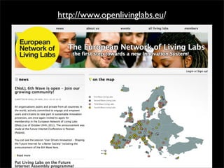 http://www.openlivinglabs.eu/
 