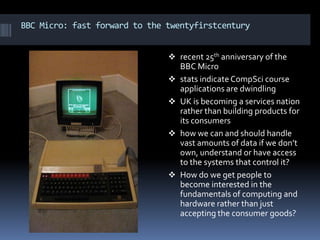 Open Lab – a sister site for Backstagehttp://backstage.bbc.co.uk/openlab/For teachers, learners, students, developers - anyone with an idea for a learning resource wanting to develop it into a prototype.