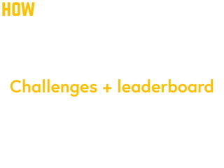 how
Challenges + leaderboard
 