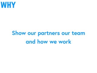 why
Show our partners our team
and how we work
 