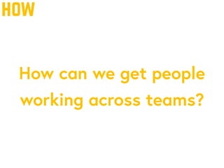 how
How can we get people
working across teams?
 