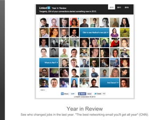 Year in Review
See who changed jobs in the last year. "The best networking email you'll get all year" (CNN).
 