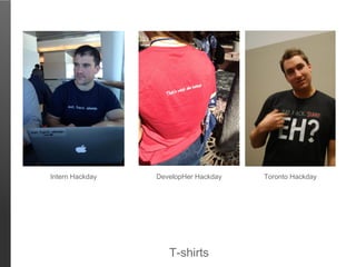 Intern Hackday   DevelopHer Hackday   Toronto Hackday




                    T-shirts
 