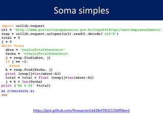 Hackeando Dados Públicos com Python – bit.ly/pyraspa
• PyCon talks by women: (2011:
1%), (2012: 7%), (2013: 15%),
(2014/15: 33%), (2016: 40%)
• DjangoCon talks by women:
(2015: 33%), (2016: 40%)
• PSF board 2015: 7 women, 4 men
• PSF board 2016: 7 women, 4 men
• Python Brasil 2016 talks by
women: 42%
18
 