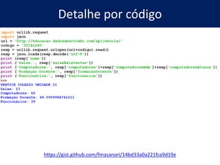 Hackeando Dados Públicos com Python – bit.ly/pyraspa
22
http://www.portaltransparencia.gov.br/copa2014/dados/ws.seam
 