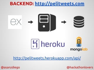 @asanzdiego @hackathonlovers
BACKEND: http://pelitweets.com
http://pelitweets.herokuapp.com/api/
 