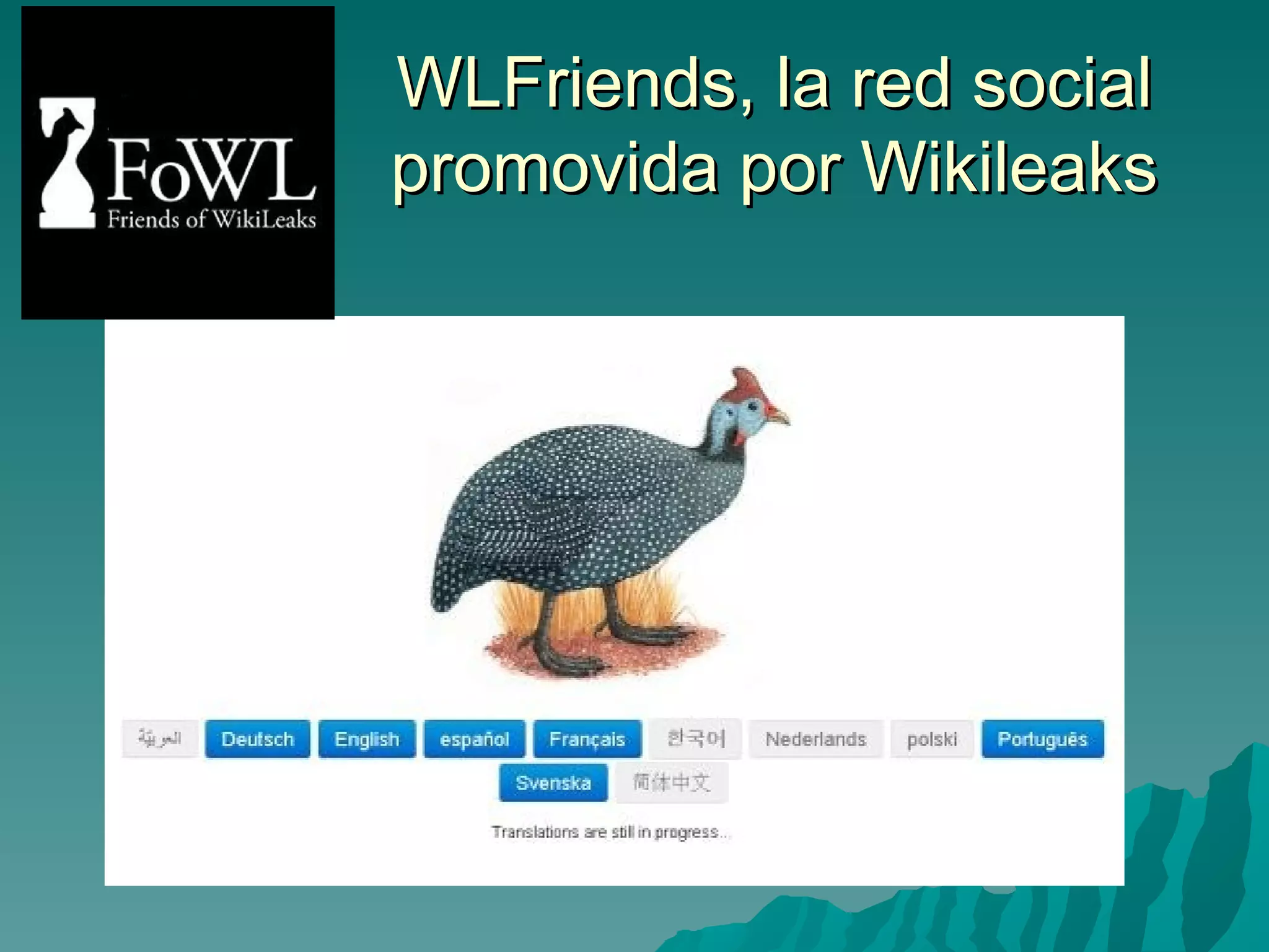 WLFriends, la red social
promovida por Wikileaks
 