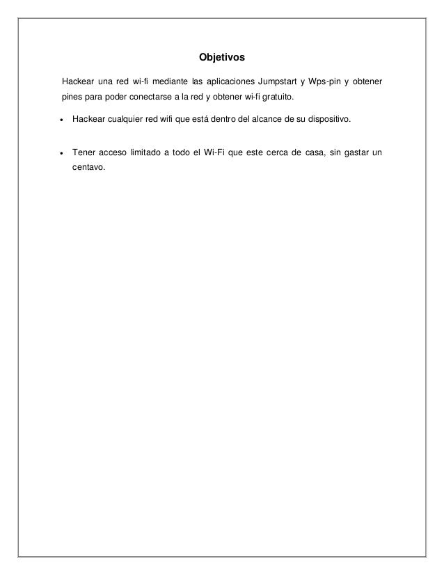 Jumpstart Y Wps Pin Para Hackear Redes