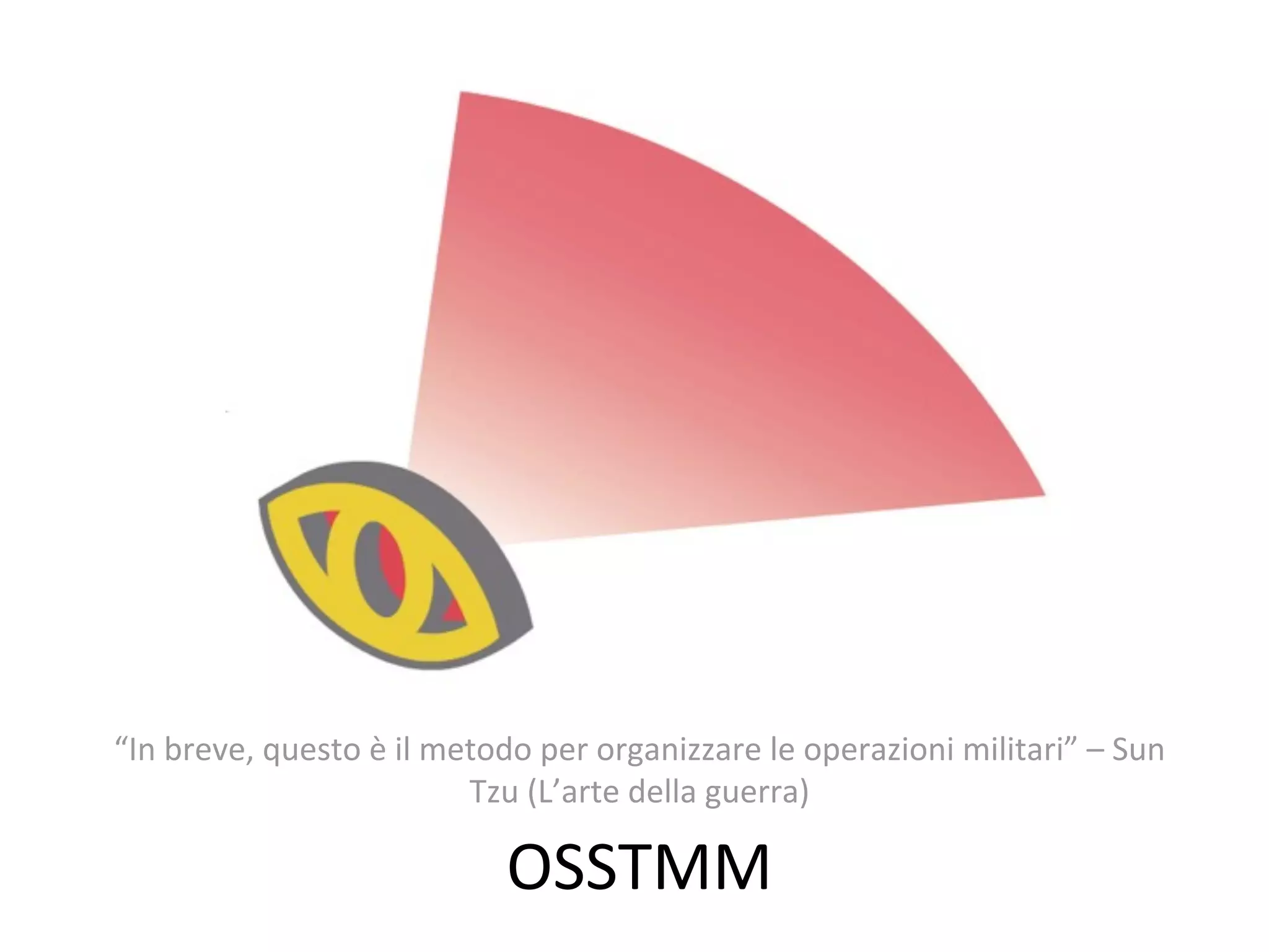 “In	
  breve,	
  questo	
  è	
  il	
  metodo	
  per	
  organizzare	
  le	
  operazioni	
  militari”	
  –	
  Sun	
  
                                        Tzu	
  (L’arte	
  della	
  guerra)

                                          OSSTMM
 