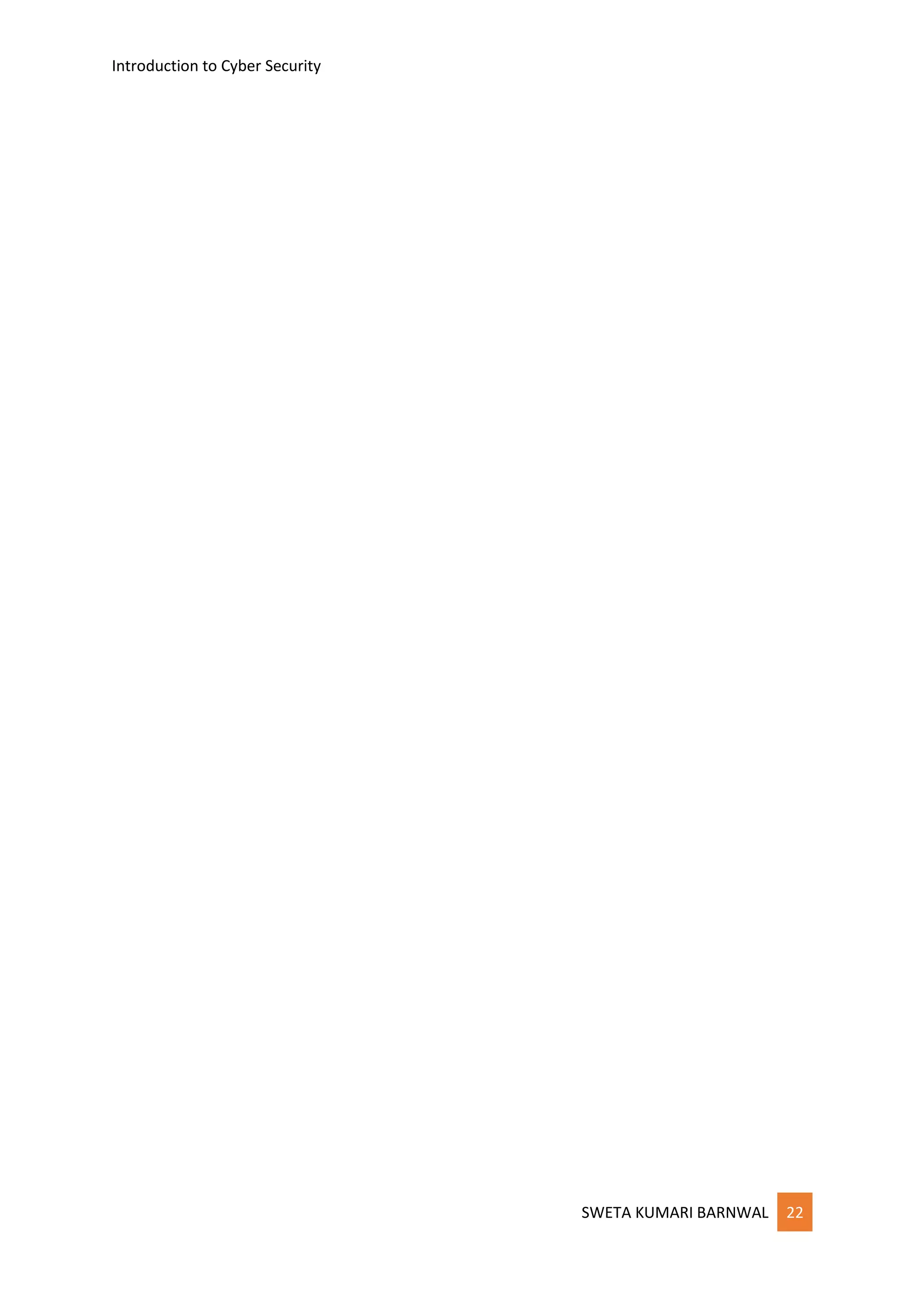 Introduction to Cyber Security
SWETA KUMARI BARNWAL 22
 