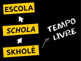 ESCOLA
SCHOLA
SKHOLÈ
TEMPO
LIVRE
 