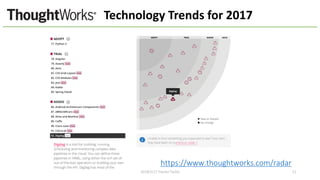 Technology Trends for 2017
2018/2/17 HackerTackle 51
https://www.thoughtworks.com/radar
 
