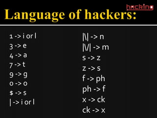 1 -> i or l   || -> n
3 -> e        |/| -> m
4 -> a        s -> z
7 -> t
              z -> s
9 -> g
              f -> ph
0 -> o
$ -> s        ph -> f
| -> i or l   x -> ck
              ck -> x
 
