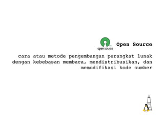 Open Source cara atau metode pengembangan perangkat lunak dengan kebebasan membaca, mendistribusikan, dan memodifikasi kode sumber 
