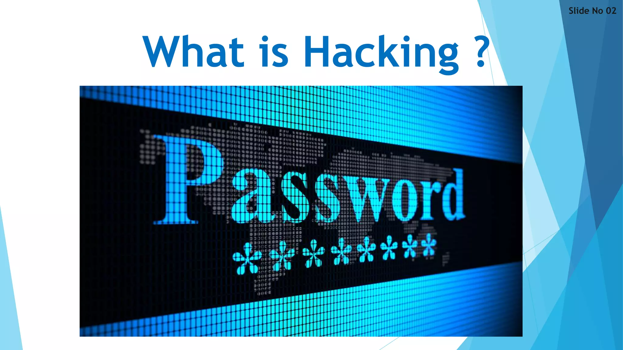 What is Hacking ?
Slide No 02
 