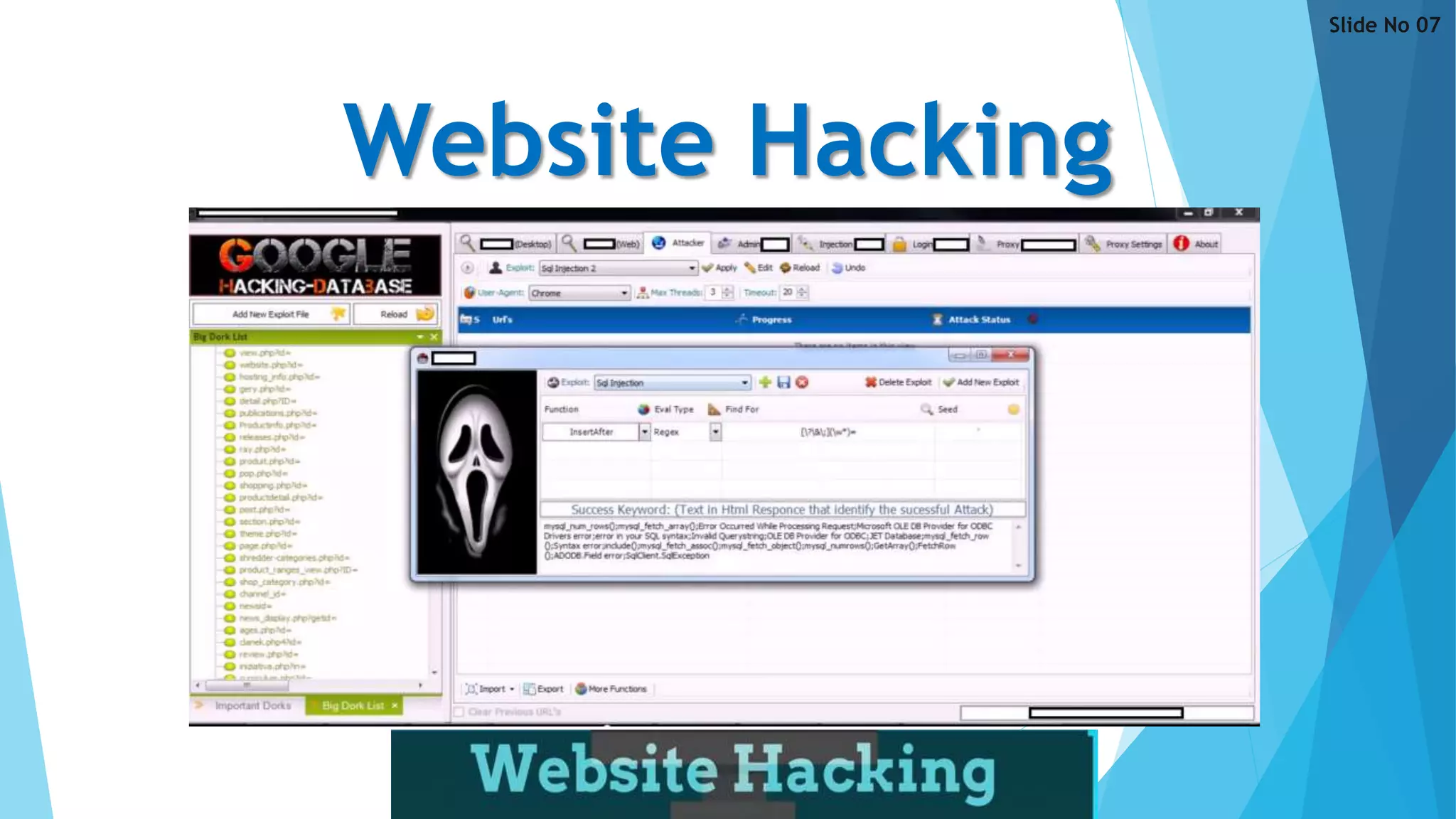 Website Hacking
Slide No 07
 
