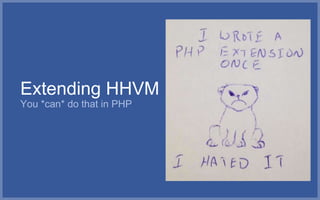 Extending HHVM
You *can* do that in PHP
 