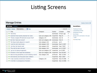 LisBng Screens




                 Page 
 
