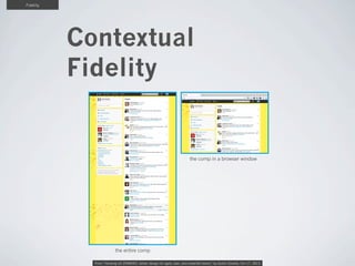 Fidelity

Contextual
Fidelity

the comp in a browser window

the entire comp
From “Hacking UX ZOMBIES: better design for a...