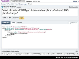 Select kilometers FROM geo.distance where place1=“lucknow” AND place2=“kanpur”  