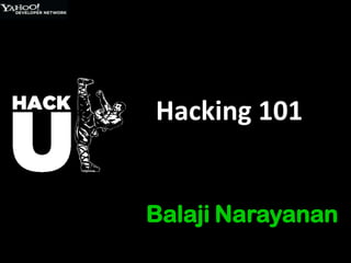 Hacking 101


Balaji Narayanan
 