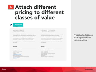 Attach different
pricing to different
classes of value
Proactively decouple
your high and low
value services.
5
#4AsWebinars
 