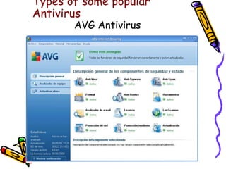 Types of some popular 
Antivirus 
AVG Antivirus 
 