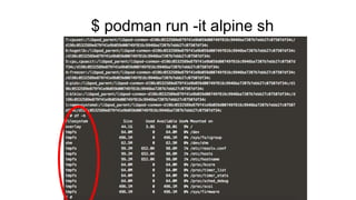 $ podman run -it alpine sh
 