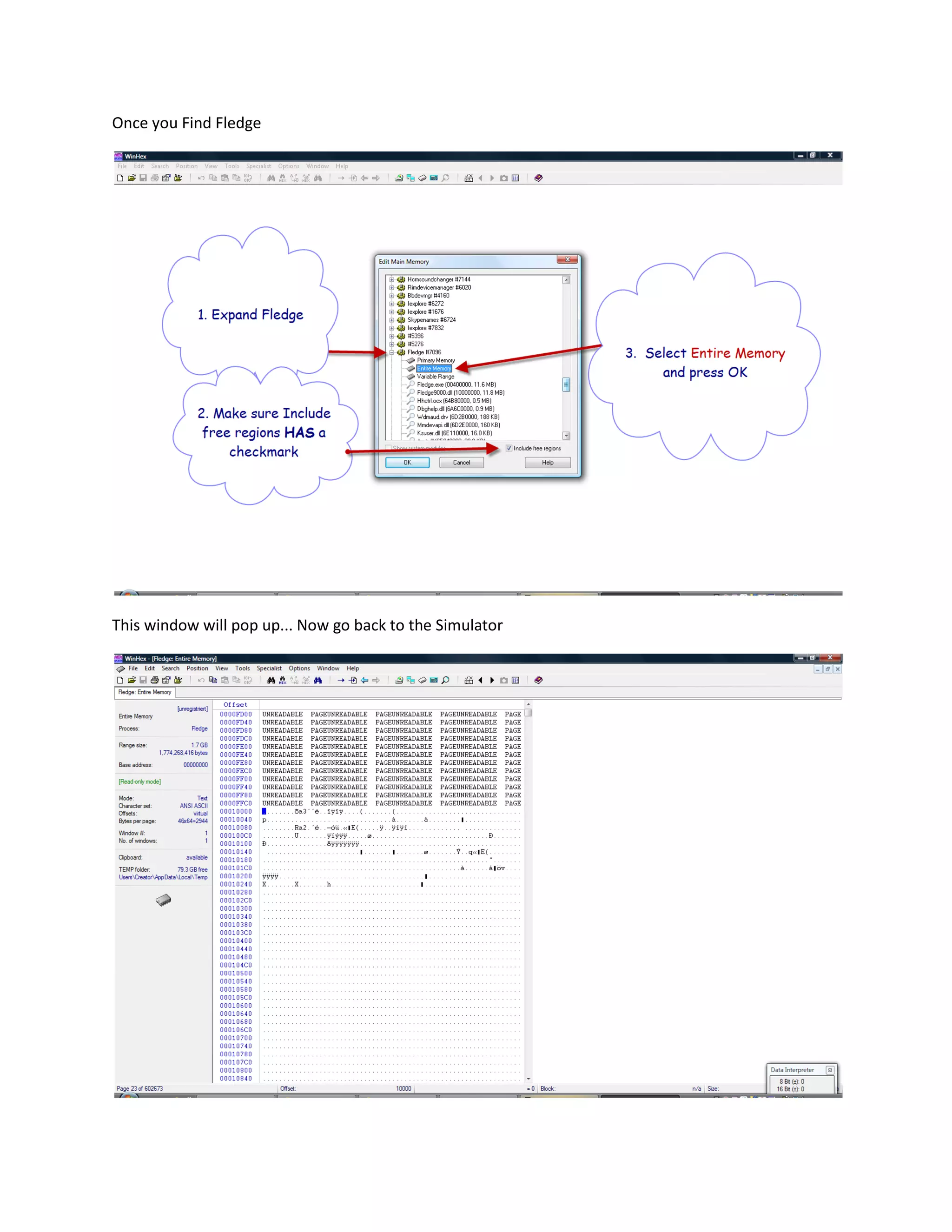 Once you Find Fledge




This window will pop up... Now go back to the Simulator
 