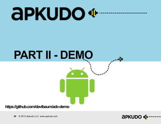 30 © 2013 Apkudo LLC. www.apkudo.com
PART II - DEMO
https://github.com/davtbaum/adc-demo
 