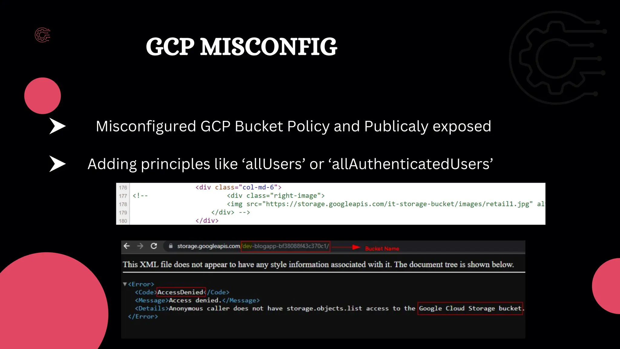GCP MISCONFIG
Adding principles like ‘allUsers’ or ‘allAuthenticatedUsers’
Misconfigured GCP Bucket Policy and Publicaly exposed
 