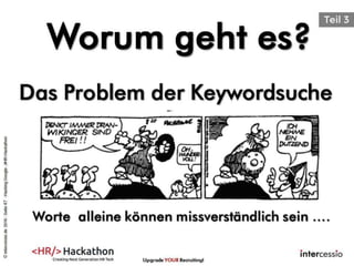 Worum geht es?
Das Problem der Keywordsuche
Upgrade YOUR Recruiting!
©intercessio.de2016-Seite47-HackingGoogle-‚#HR-Hackathon
 