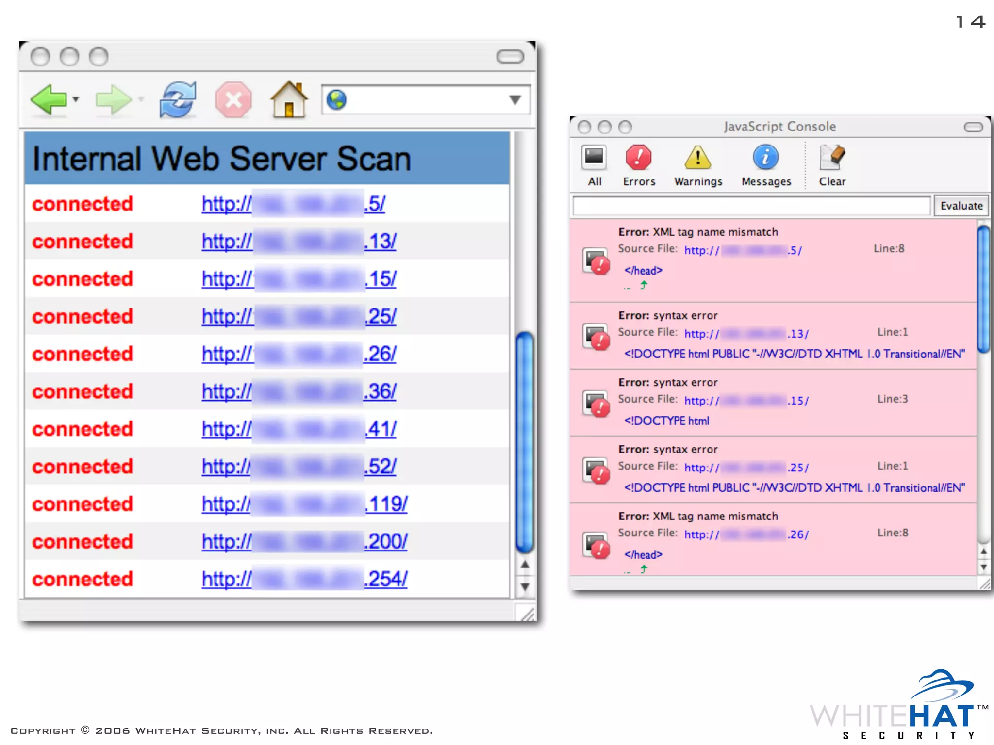 14




Copyright © 2006 WhiteHat Security, inc. All Rights Reserved.
 