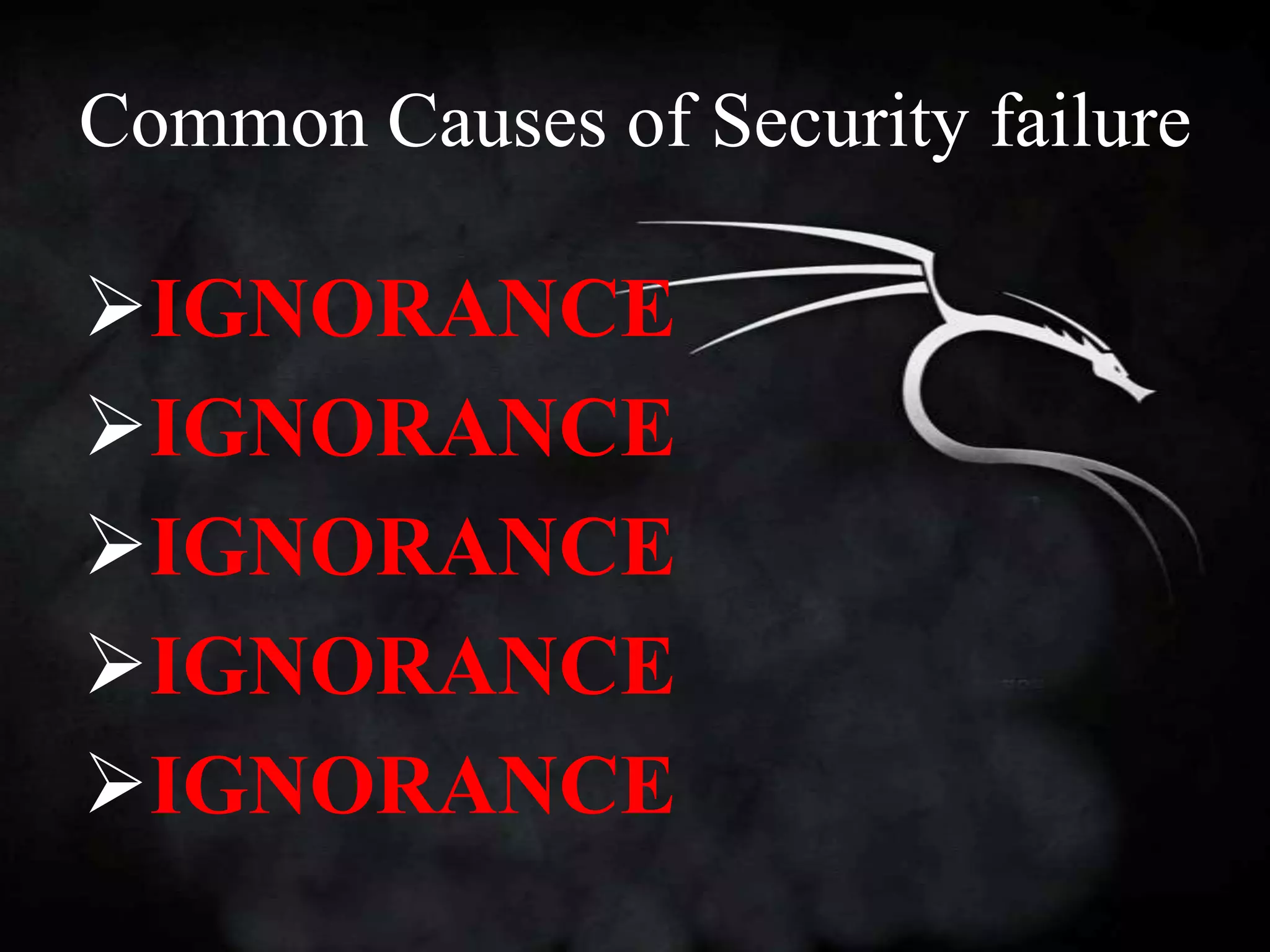 Common Causes of Security failure

IGNORANCE
IGNORANCE
IGNORANCE
IGNORANCE
IGNORANCE
 