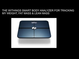 THE WITHINGS SMART BODY ANALYZER FOR TRACKING
MY WEIGHT, FAT MASS & LEAN MASS
 