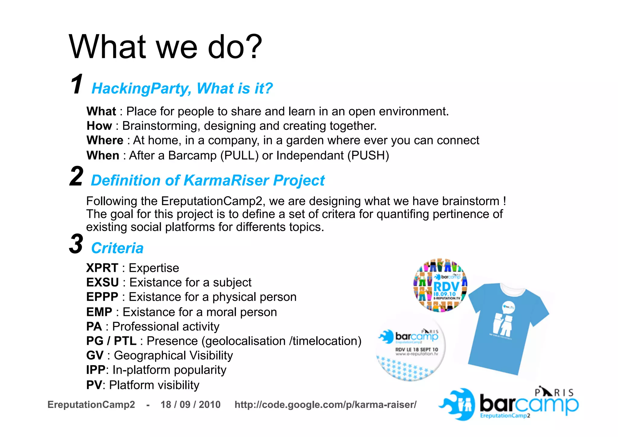 KarmaRiser : Criteria Grid For Social Platform