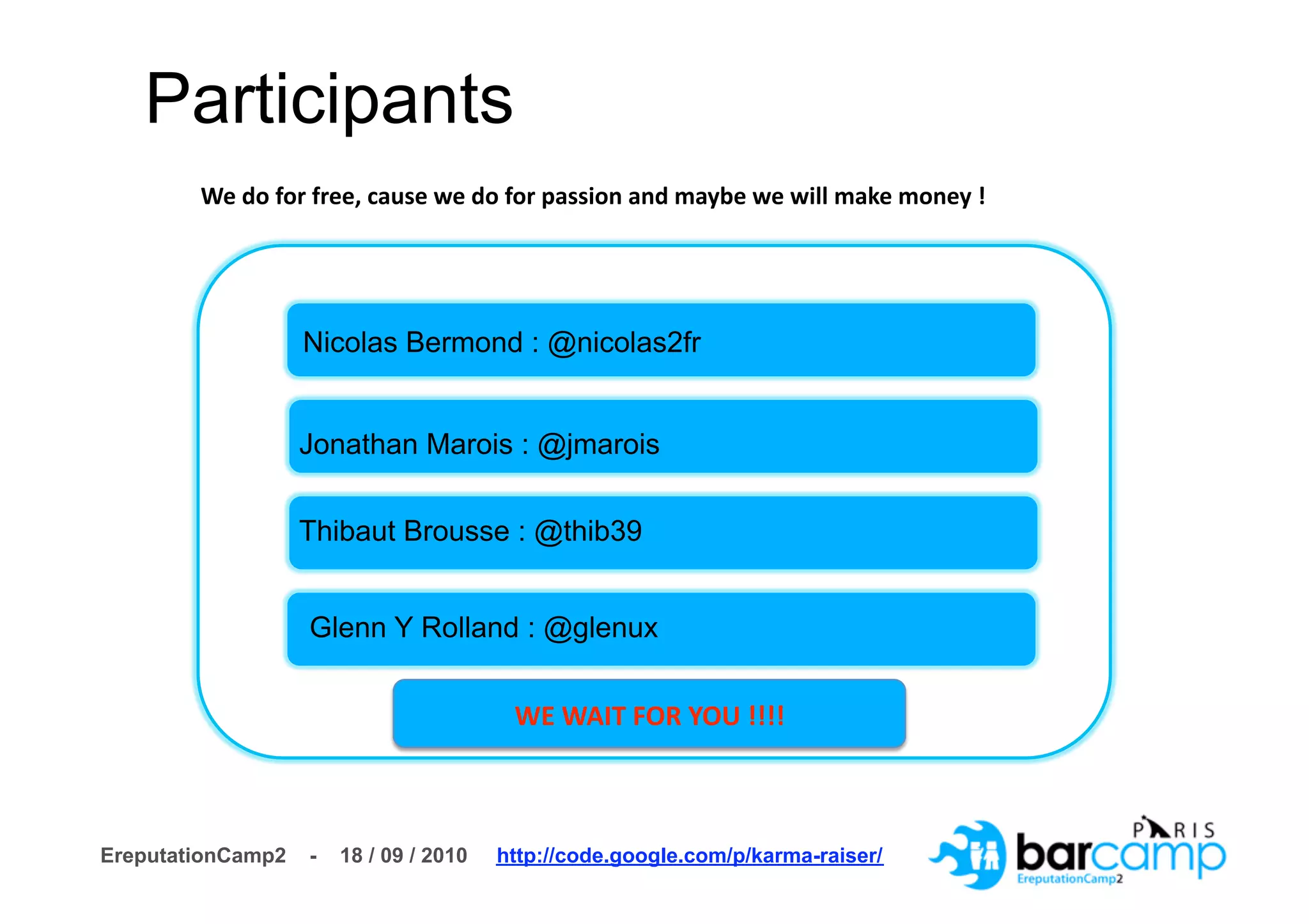 KarmaRiser : Criteria Grid For Social Platform